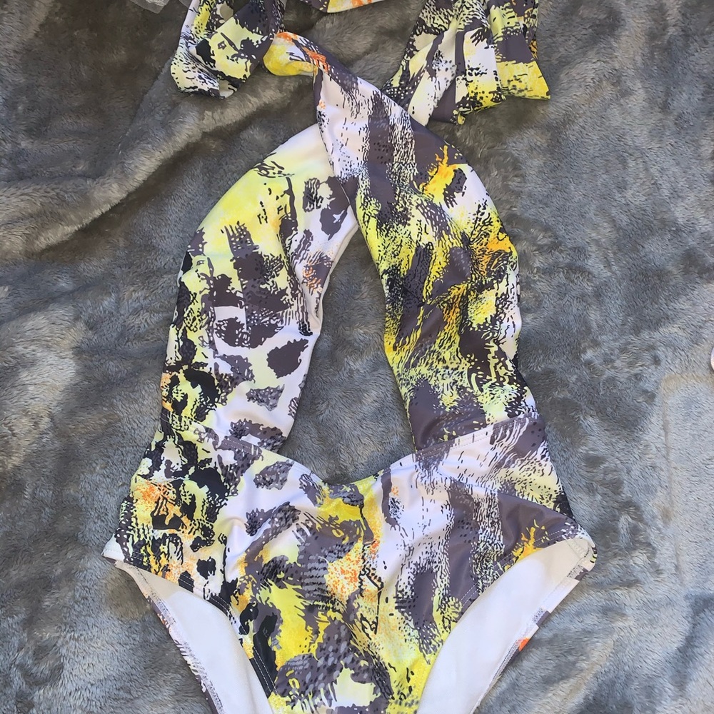 Yellow animal print bodysuit